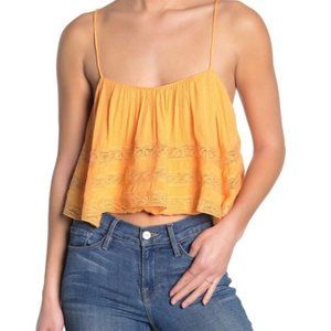 Free People Orange Scoop Neck Home Again Tie Back Crop Camisole XL